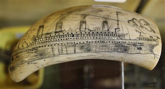 Titanic scrimshaw whales tooth
